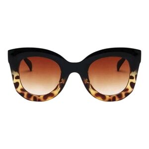 Brown and Black Oversized Cat-Eye Sunglasses